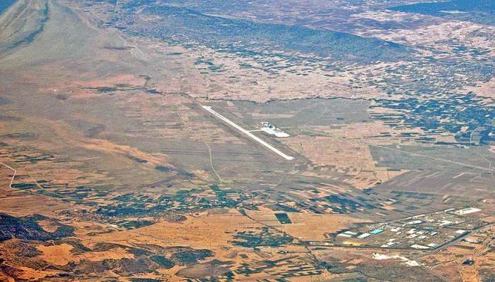 Aerial view of Isparta Süleyman Demirel Airport Turkey 