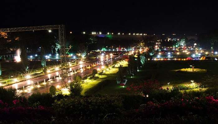 View of Brindavan Gardens Mysore at night time