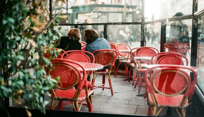 Photos of chairs and tables on a cafe patio, one of the best cafes in geraldton