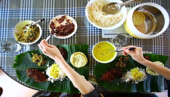 You can never get enough of the overloaded Kerala thali in this restaurant in Thoppumpady