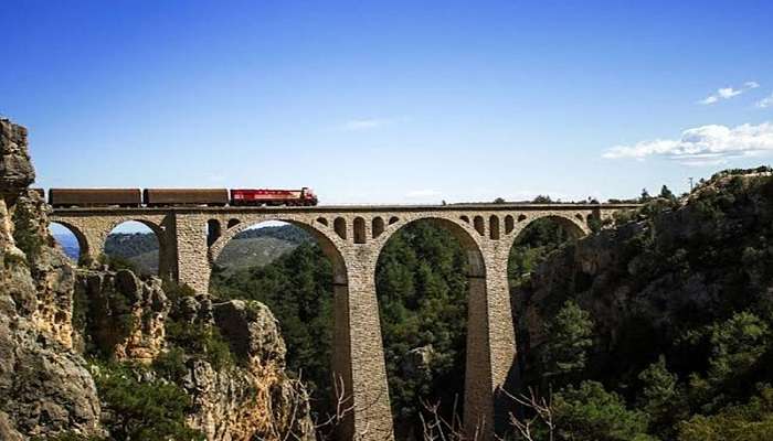 The scenic Varda Bridge near Turkey