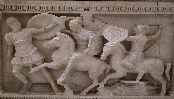 Amazon sarcophagus sculpture in Kütahya Archaeological Museum