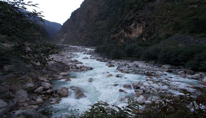 Lachen River flowing near Cholamu Lake Sikkim.