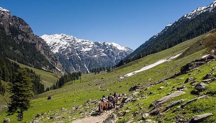 The beautiful trekking trail from Aru to Lidderwat near Marsar Lake.