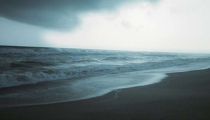 A stormy seashore at the Madhavpur Beach in Gujarat.