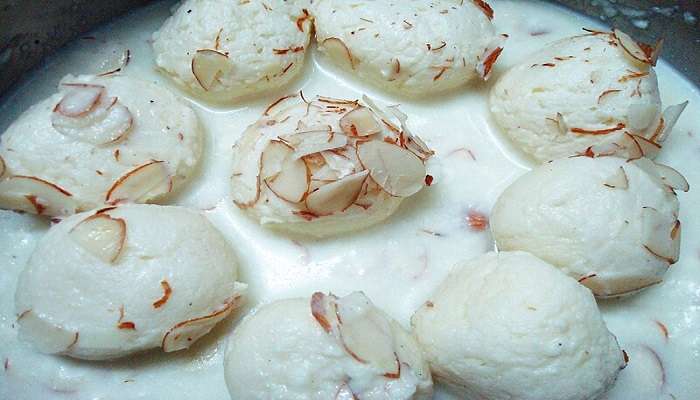 Delicious Rasmalai dish at Mango Tree, one of the family restaurants in Hampi