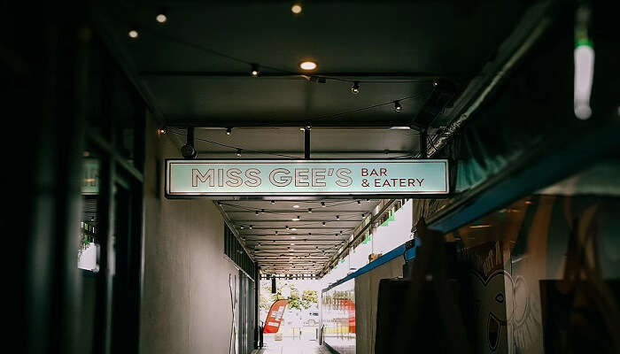 Entry Board of Miss Gee’s Bar and Eatery