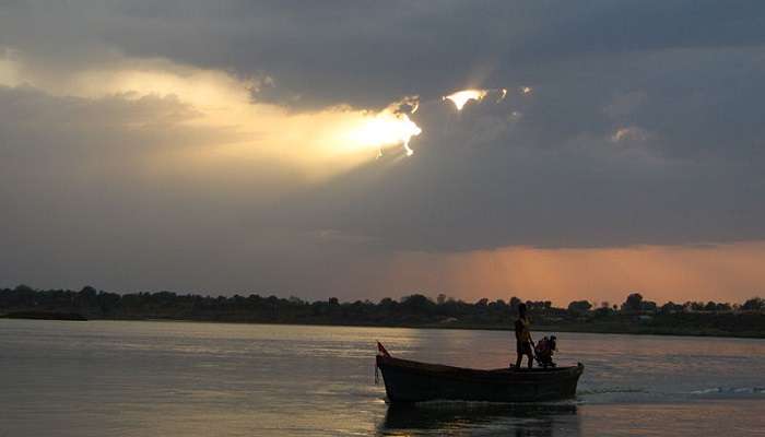 The view of River narmada at Sunset 