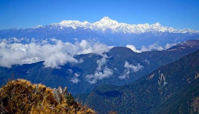 Stunning view of Kanchenjunga from Neora Valley National Park.