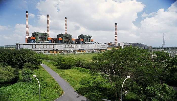 Front view of the infrastructure of NTPC, Ramagundam.