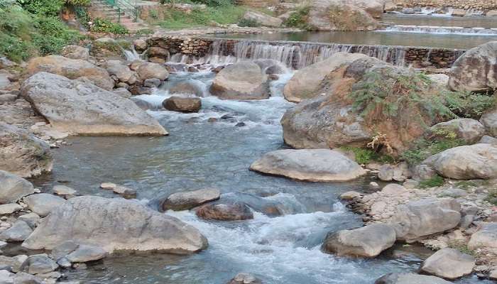 rocky terrains of Sahastradhara Waterfall in Dehradun.