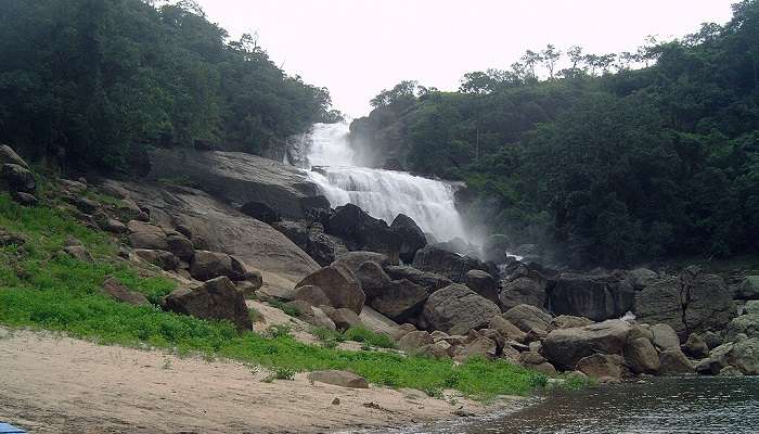 Scenic beauty of the waterfall near the hotels in eachanari.