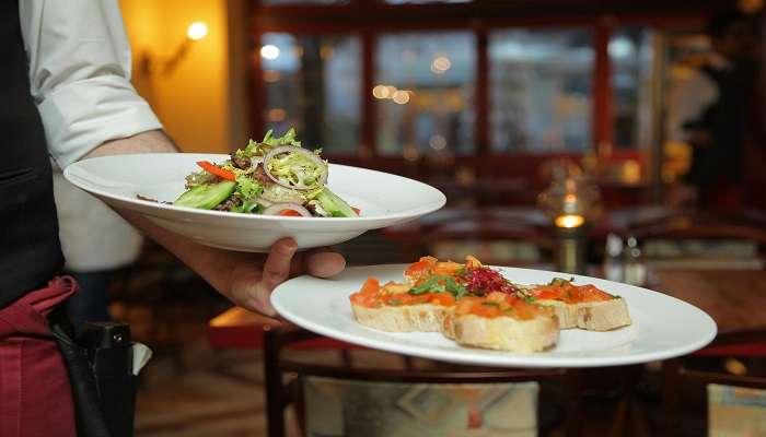 A picture of dishes in a restaurant in Swan hill.