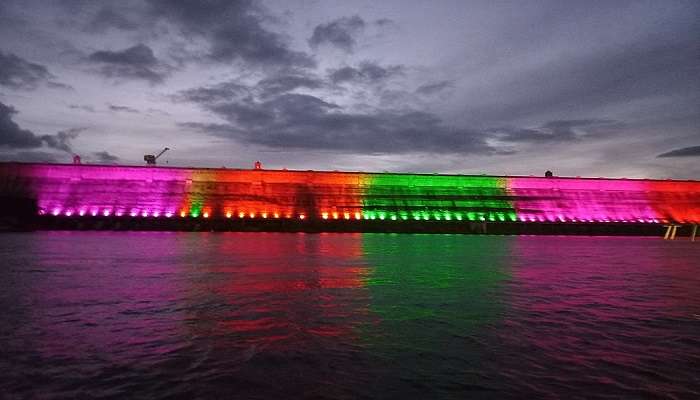 View of KRS Dam at night time