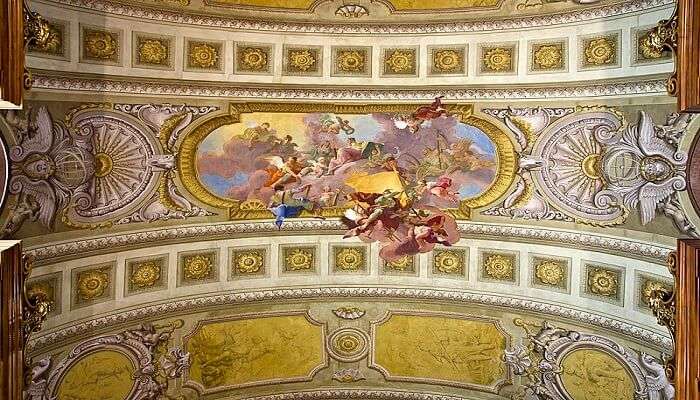 The grand interior of the Austrian National Library.