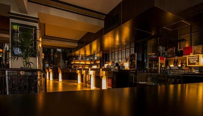 A delicious meal served on the table of a bar and grill 