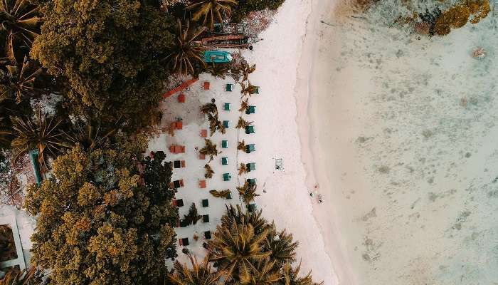 Aerial view of the Fern Leo Beach Resort on Madhavpur Beach Gujarat. 