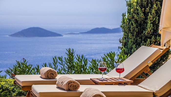 Seaside view from Nemu Hotel, one of the famous hotels in Çeşme​ Turkey. 