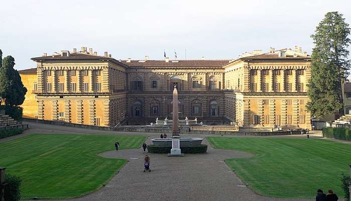 Southern facade of the Palazzo Pitti near the Piazzale Michelangelo.