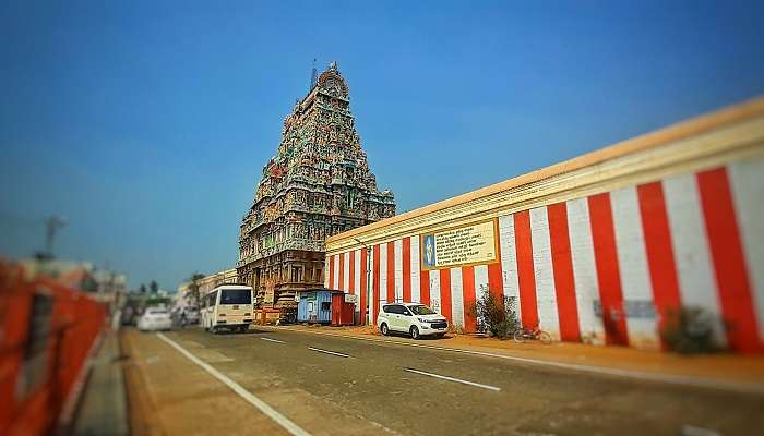 The side view of Thyagaraja Temple 