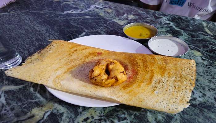 Masala dosa at Vinayaka Mylari, one of the top family restaurants near Chamundi Hills