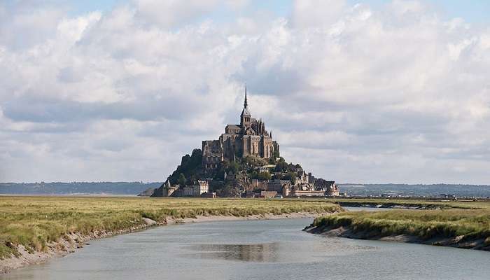 Mont Saint-Michel rising above the tidal waters