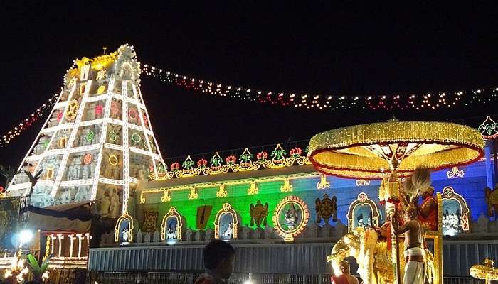 Grand procession of deities during Brahmotsavam 