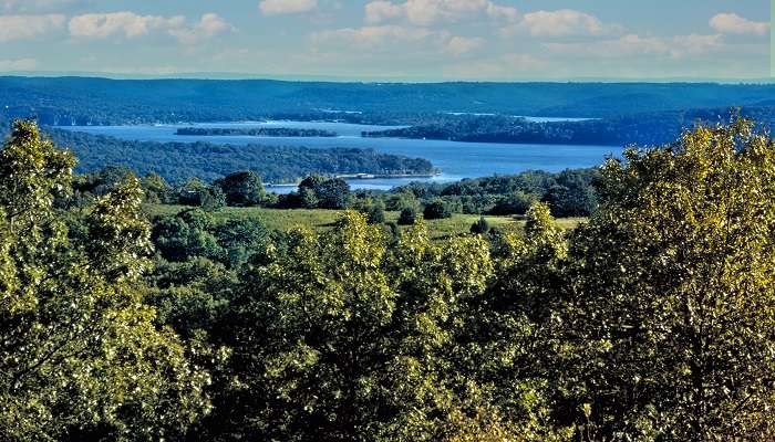 Table Rock Lake winds through the Ozark Mountains in Bransom.