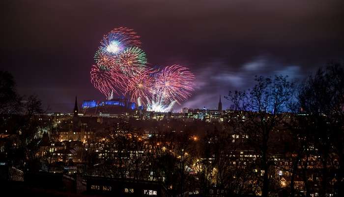 Fireworks during Hogmanay.