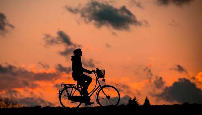 Cycling around.