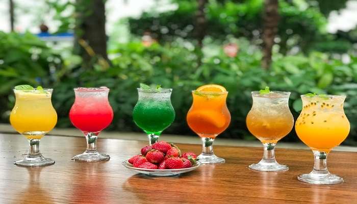 The glasses of colourful cocktail drinks, one of the best pubs in Albany