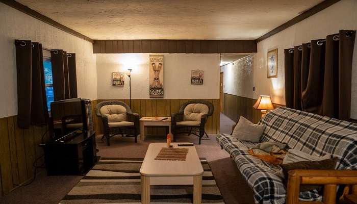 A decorated room in a hotel