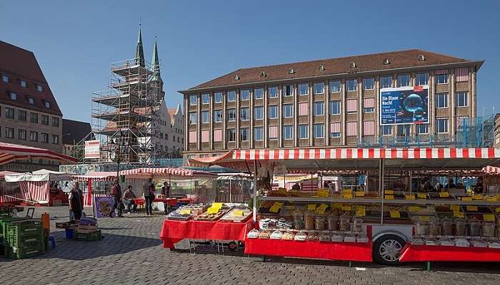 Stroll through Hauptmarkt, an essential stop.