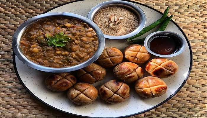 Dal bati churma, a famous cuisine of Rajasthan.