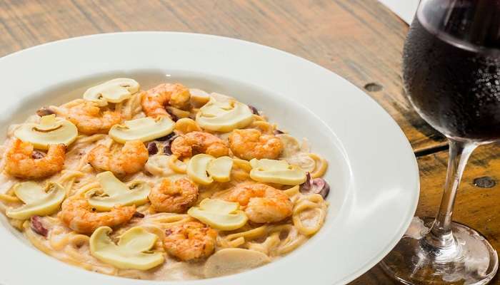 Pasta and a glass of wine