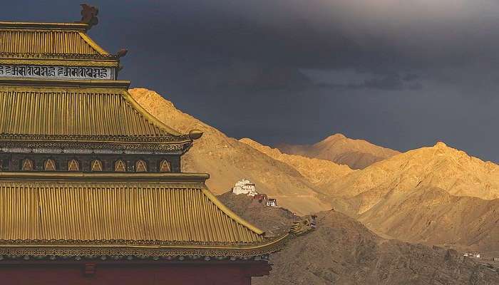 The view of Leh Palace from Shanti Stupa