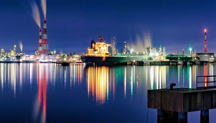 A panorama of the night lights of Jalahalli Industrial area.