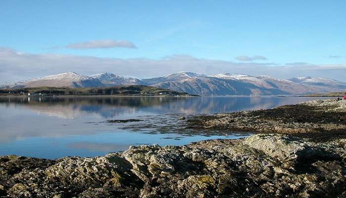 Lismore Island and the hills of Kingairloch beyond 