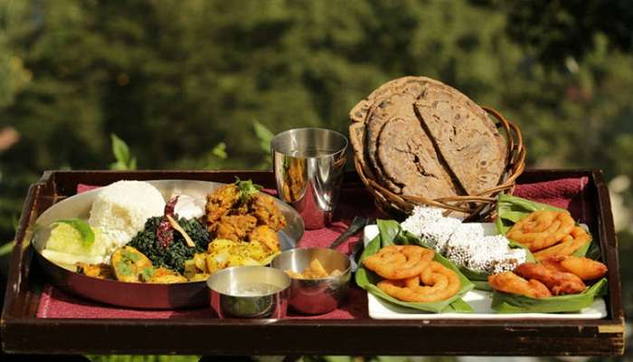 Kumaon vs Garhwal: Local food thali in Kumaon.