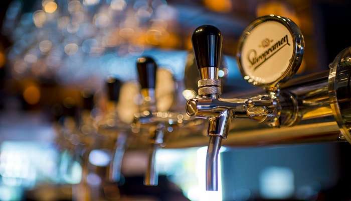 Steel beer dispenser in a pub, one of the best pubs in Albany