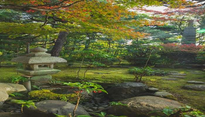 Garden with stones structures 