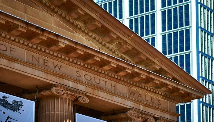 An architectural building with inscription of letters New South wales 