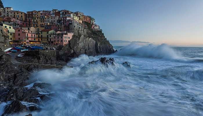 Enjoying an amazing sunset at Manarola Marina