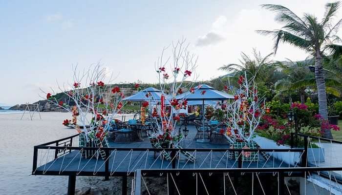 A cafe overlooking the river