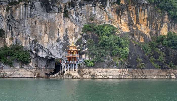 Nau Devi Cave Temple near the Sula park.