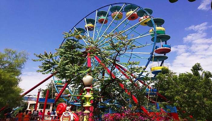 A ferris wheel in Chennai’s amusement park