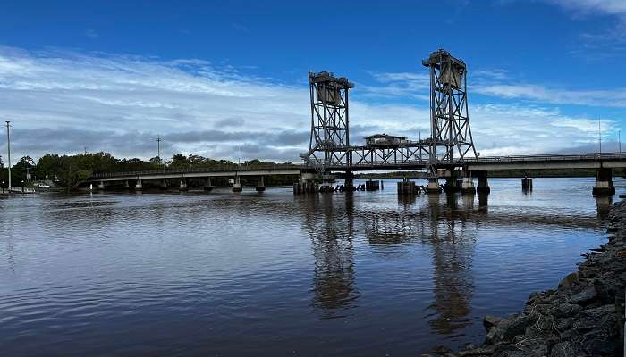 The lift span bridge in Wardell, NSW, which crosses the Richmond River. 