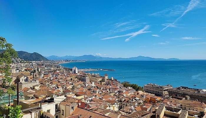 Panoramic view of Salerno from Arechi Castle