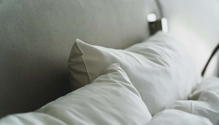 Pillows on the bed. 