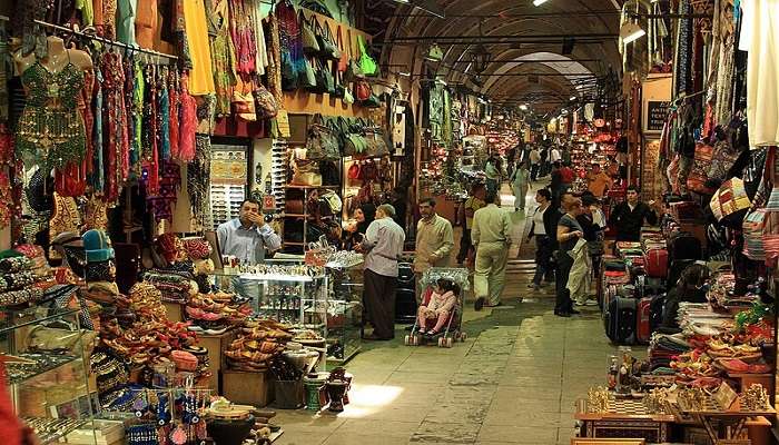 Bustling view of Sarafa Bazaar